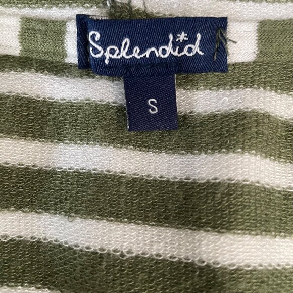 Splendid Green Striped Hoodie Top Small Soft Lounge Coastal Normcore Casual - Picture 3 of 8